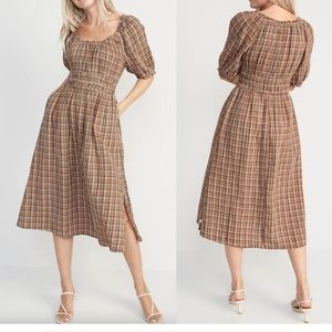 Old Navy smocked puff sleeve midi